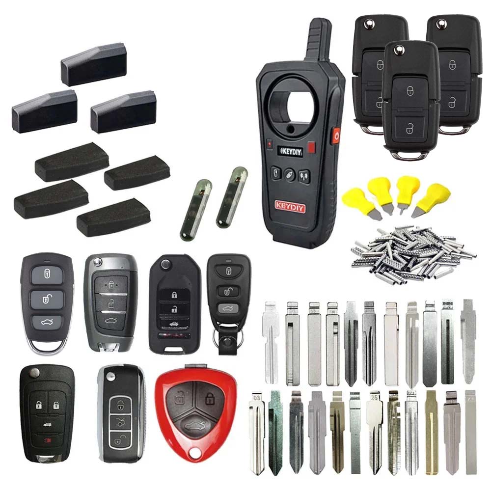 KEYDIY - Starter Pack Bundle with KD-X2 Remote Maker, Remotes, Key Blades and Cloning Tools