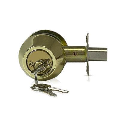 ECS HARDWARE - Durable Double Cylinder Deadbolt Lock - Polished Brass - Grade 3 (SC1/KW1)