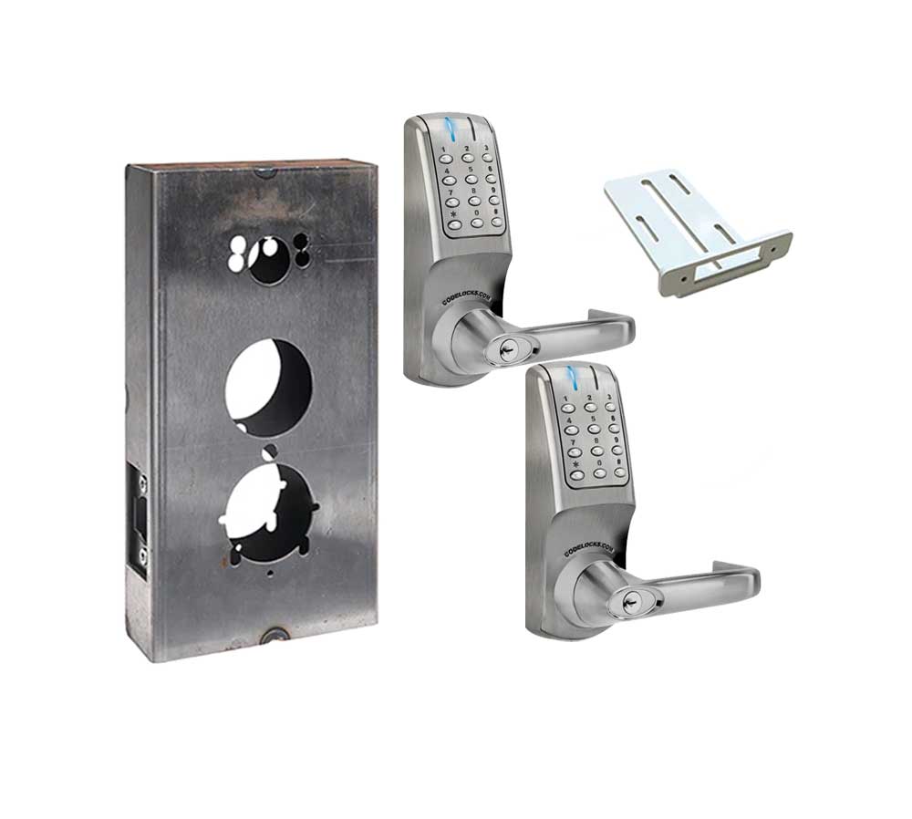 Codelocks CL5210 Electronic, Brushed Steel, Grade 2, Back to Back, Tubular Latchbolt Gate Box Kit