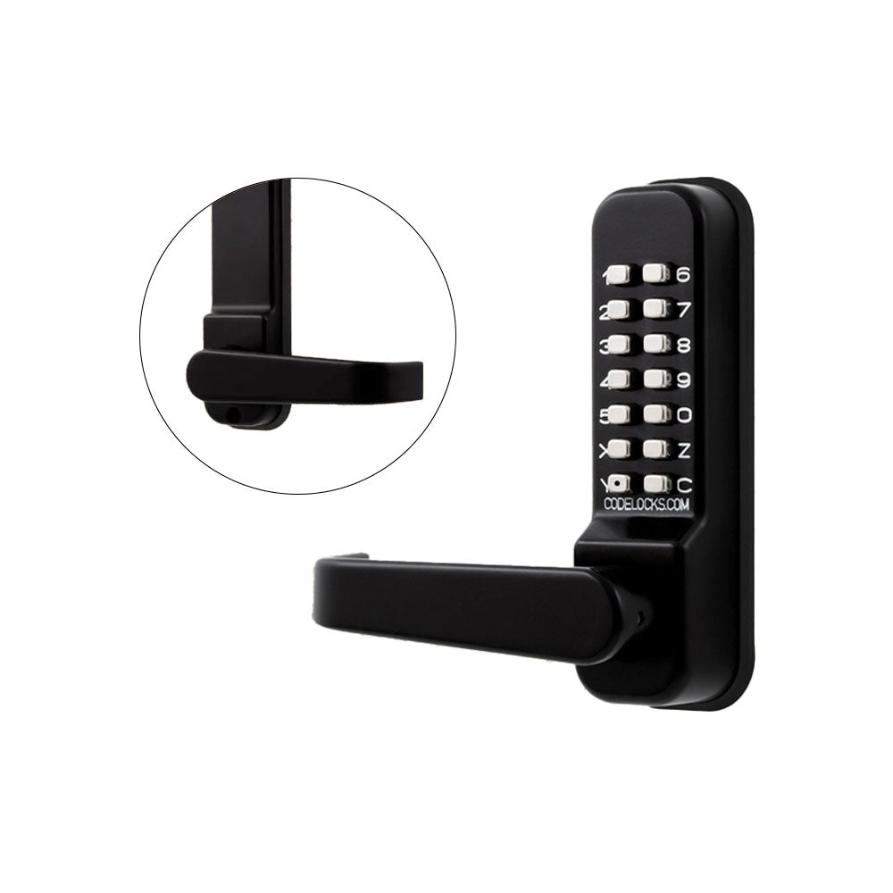Codelocks CL415 Mechanical, Medium Duty, Marine Grade Black, Optional Backset, Tubular Mortise Latchbolt with Passage Function