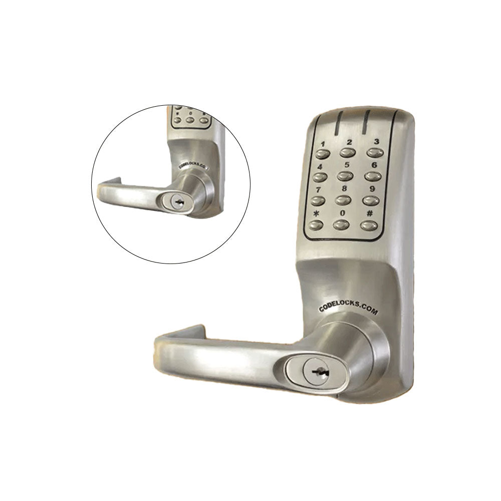 Codelocks CL5250 Electronic, Heavy Duty, Grade 2, Brushed Steel, Back to Back, 86 Prep Mortise Lock