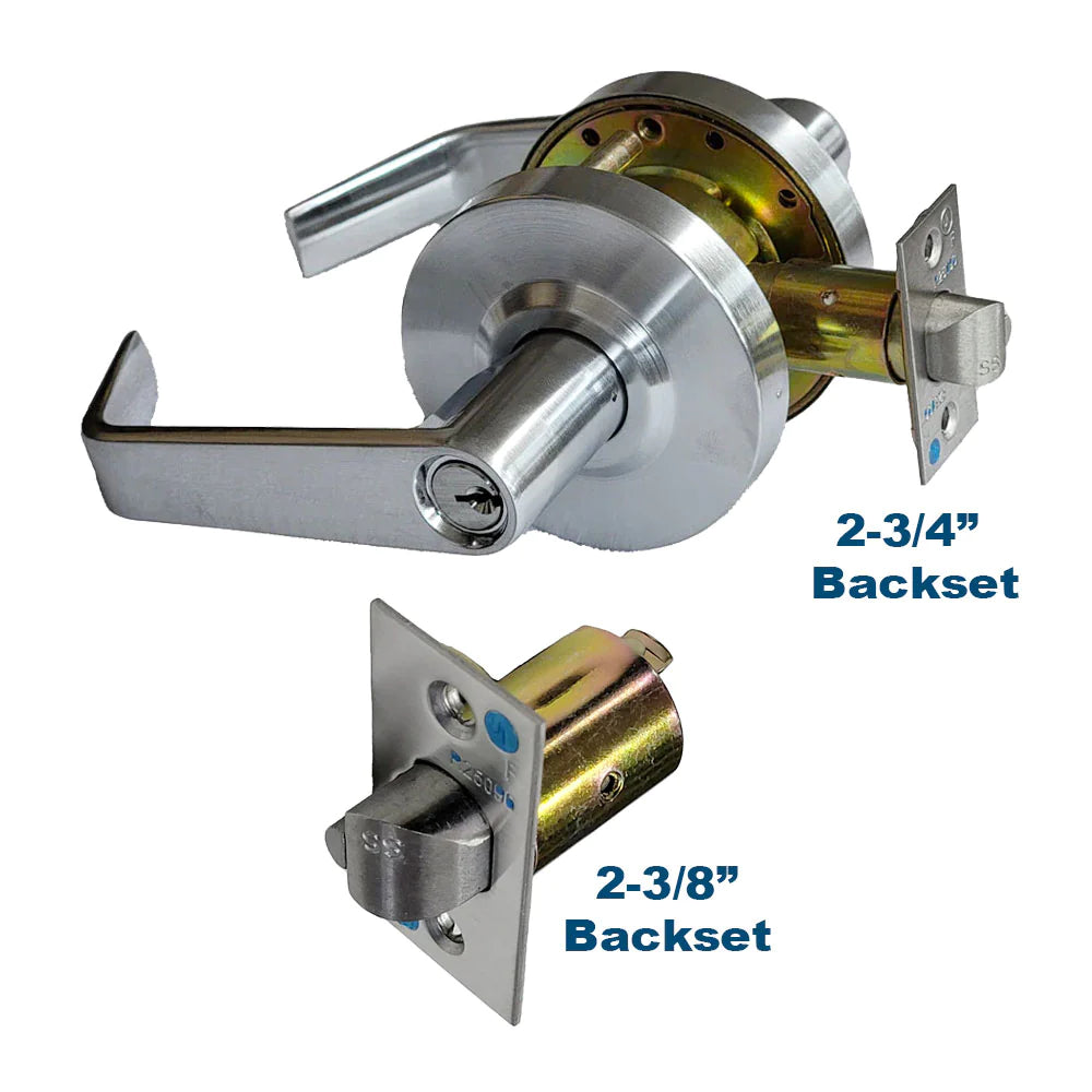 ECS HARDWARE - Commercial Lever Set Handle Bundle - Double Sided - Satin Chrome - Institutional - Grade 2 - Standard Backset 2-3/4��� with Bonus 2-3/8��� Backset