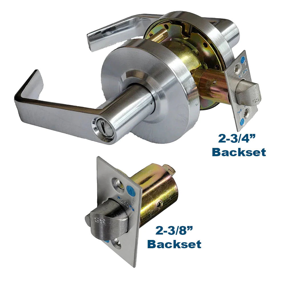 ECS HARDWARE - Commercial Lever Set Handle Bundle - Satin Chrome - Privacy - Grade 2 - Standard Backset 2-3/4��� with Bonus 2-3/8��� Backset