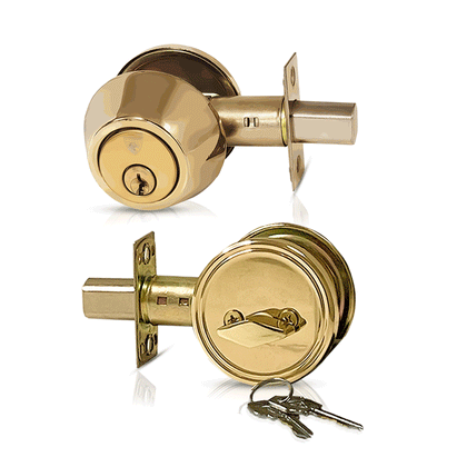 ECS HARDWARE - Durable Single Cylinder Deadbolt Lock - Polished Brass - Grade 3 (SC1/KW1)