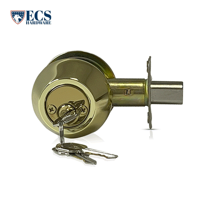 ECS HARDWARE - Durable Double Cylinder Deadbolt Lock - Polished Brass - Grade 3 (SC1/KW1)