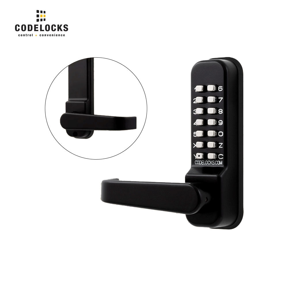 Codelocks CL415 Mechanical, Medium Duty, Marine Grade Black, Optional Backset, Tubular Mortise Latchbolt with Passage Function