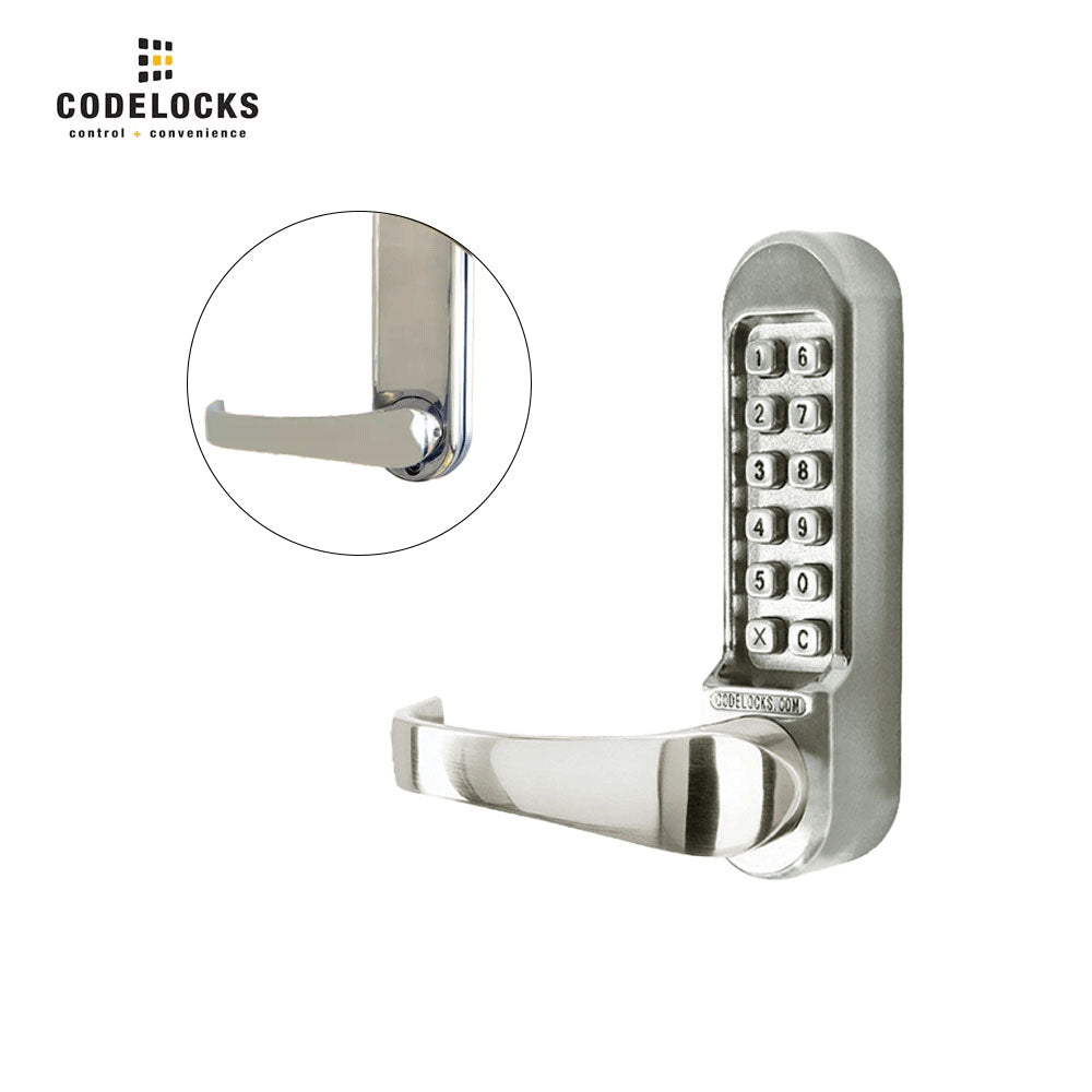 Codelocks CL555 Mechanical, Heavy Duty, Stainless Steel, Optional Backset, Mortise Lock with Passage Function