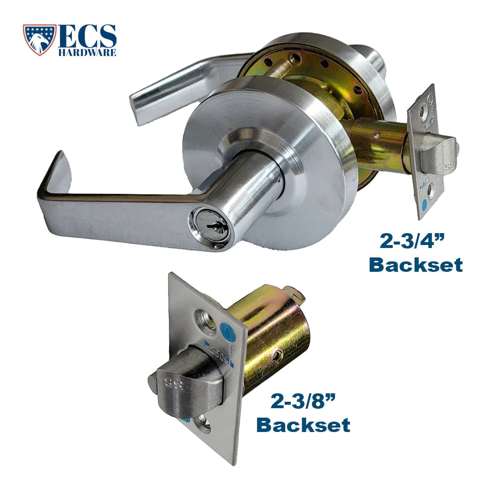 ECS HARDWARE - Commercial Lever Set Handle Bundle - Double Sided - Satin Chrome - Institutional - Grade 2 - Standard Backset 2-3/4��� with Bonus 2-3/8��� Backset