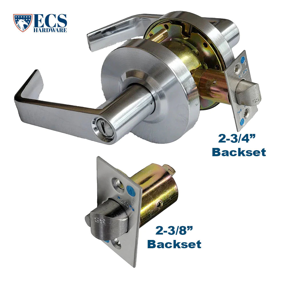 ECS HARDWARE - Commercial Lever Set Handle Bundle - Satin Chrome - Privacy - Grade 2 - Standard Backset 2-3/4��� with Bonus 2-3/8��� Backset