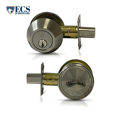 ECS HARDWARE - Durable Single Cylinder Deadbolt Lock - Satin Chrome - Grade 3 (SC1/KW1)