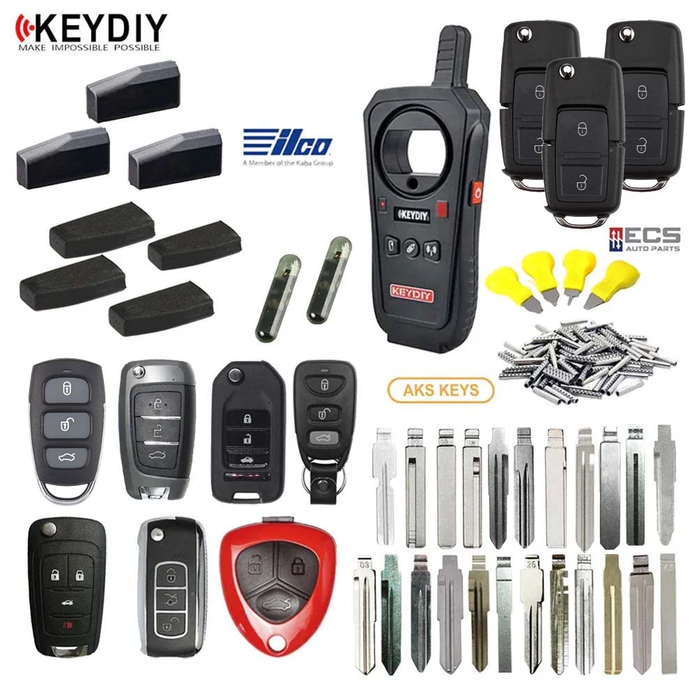 KEYDIY - Starter Pack Bundle with KD-X2 Remote Maker, Remotes, Key Blades and Cloning Tools