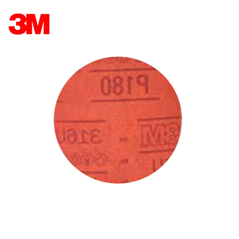 3M - 01298 - Hookit Abrasive Disc without Vacuum Supported - 5 Inch - P180 Grit - Medium Grade - A Weight - Red - 50 Disc Per Box