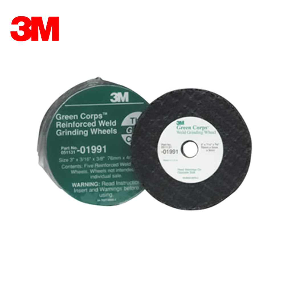 3M - 01991 - Green Corps Reinforced Weld Grinding Wheel - 5 Per Pack