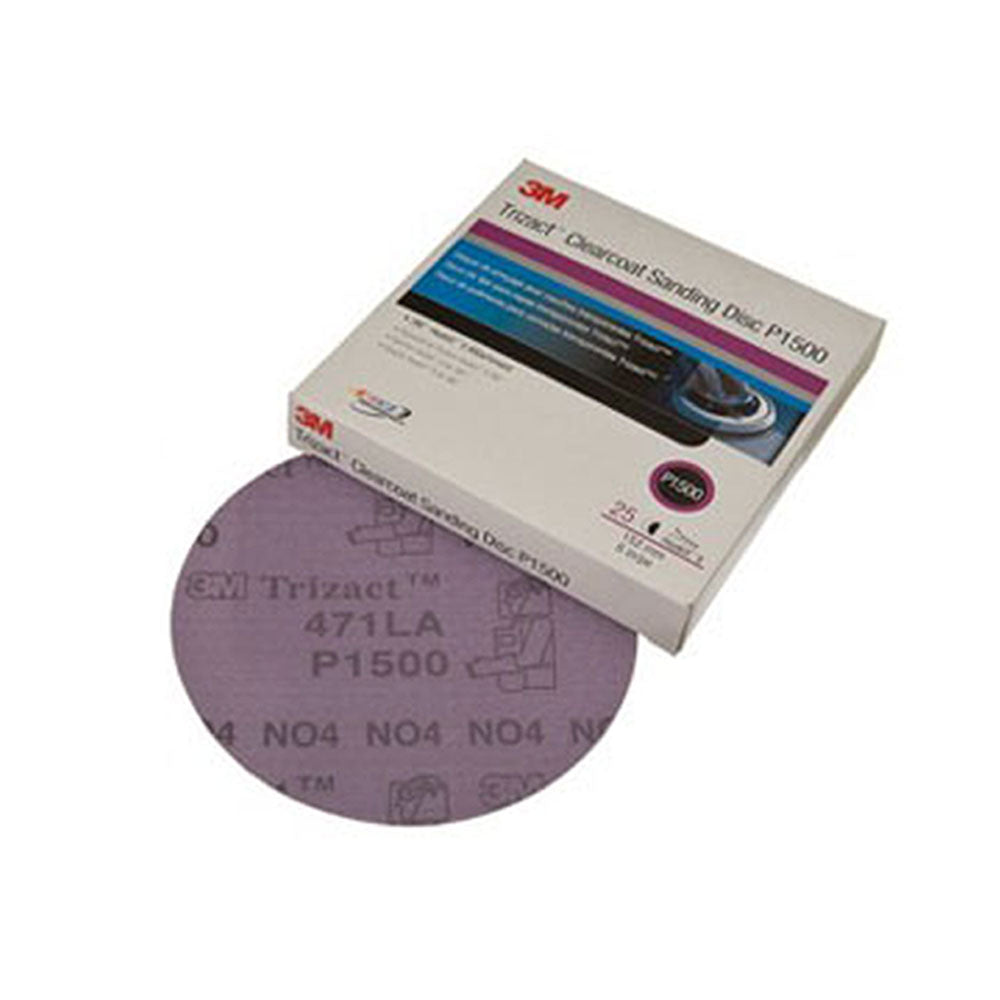 3M - Trizact Hookit Clear Coat Sanding Abrasive Disc - P1500 Grit - 25 Discs Per Carton