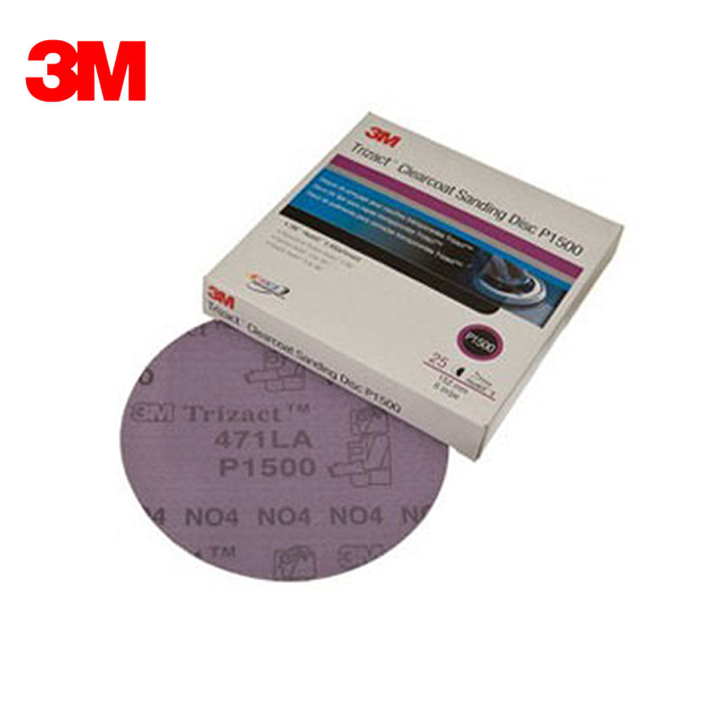 3M - Trizact Hookit Clear Coat Sanding Abrasive Disc - P1500 Grit - 25 Discs Per Carton