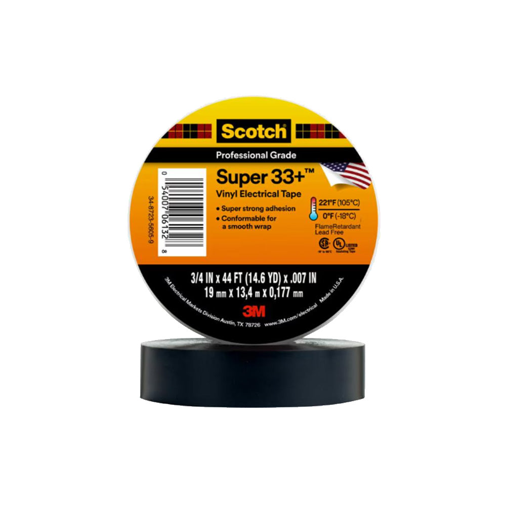 3M - 10075 - Scotch Super 33+ Vinyl Electrical Tape - 3/4 In x 44 Ft - Black