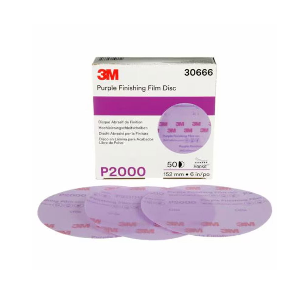 3M - 30666 - Hookit Purple Finishing Film Abrasive Disc 260L - 6 Inch - P2000 Grit - 50 Per Box