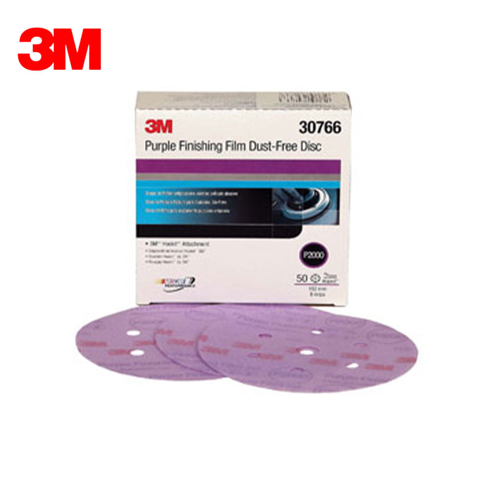 3M - 30766 - Hookit Purple Finishing Film Abrasive Disc 260L - Dust Free - 6 Inch - P2000 Grit - 50 Per Box