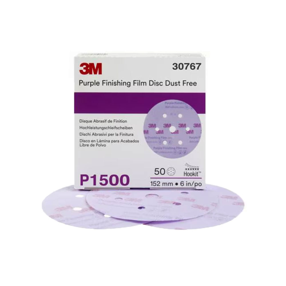 3M - 30767 - Hookit Purple Finishing Film Abrasive Disc 260L - Dust Free - 6 Inch - P1500 Grit - 50 Per Box