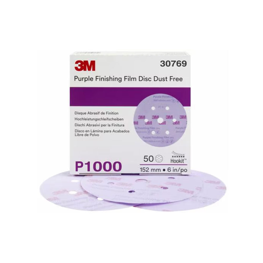 3M - 30769 - Hookit Purple Finishing Film Abrasive Disc 260L - Dust Free - 6 Inch - P1000 Grit - 50 Per Box
