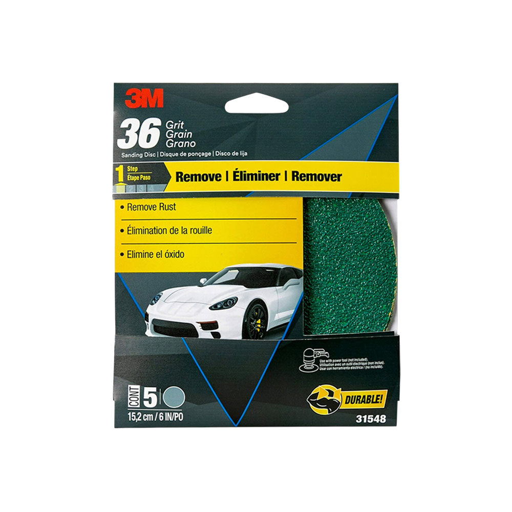 3M - 31548 - Green Corp Stkit Sanding Disc - 36E - 6 Inch - 5 Per Pack