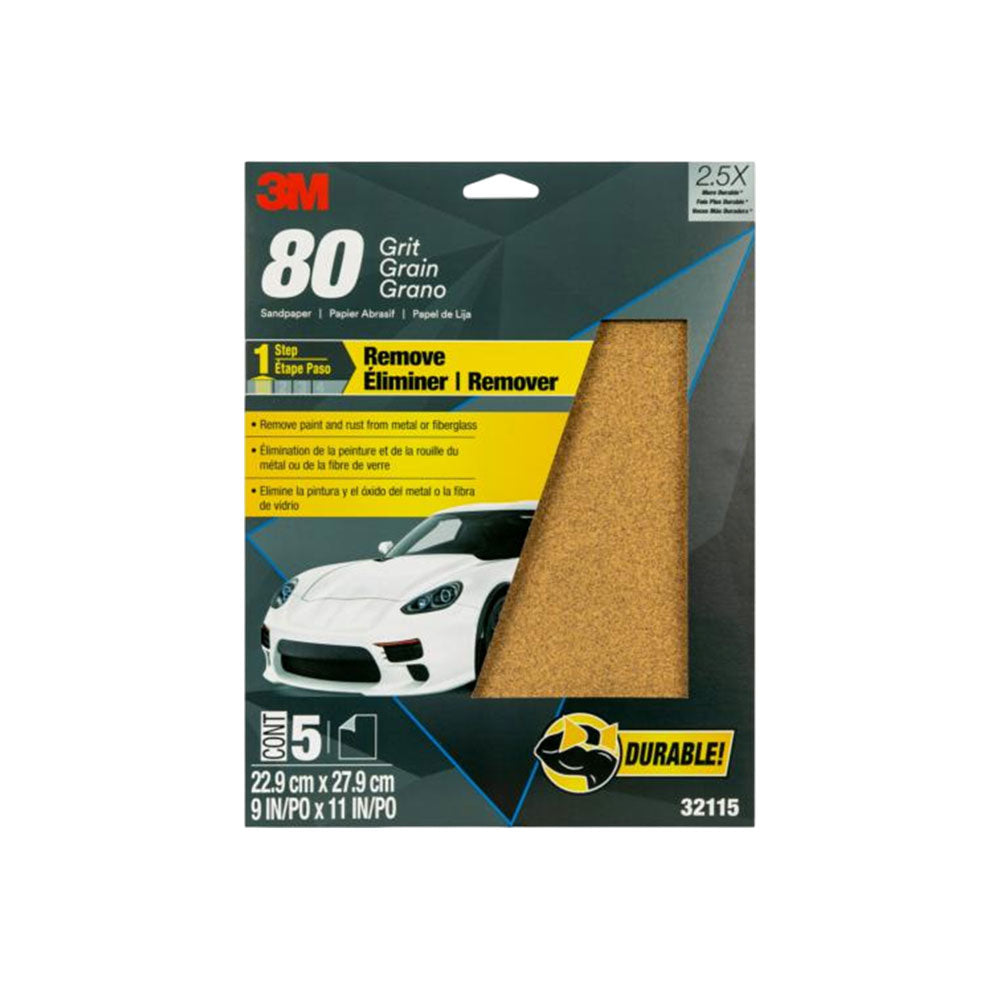 3M - 32115 / 32545 - Sandpaper - 9 x 11 Inch - 5 Per Pack