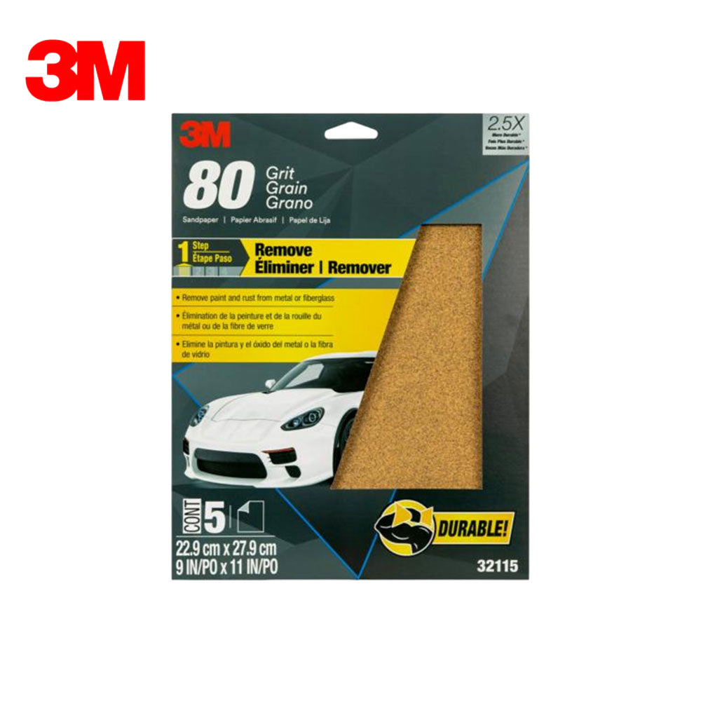 3M - 32115 / 32545 - Sandpaper - 9 x 11 Inch - 5 Per Pack