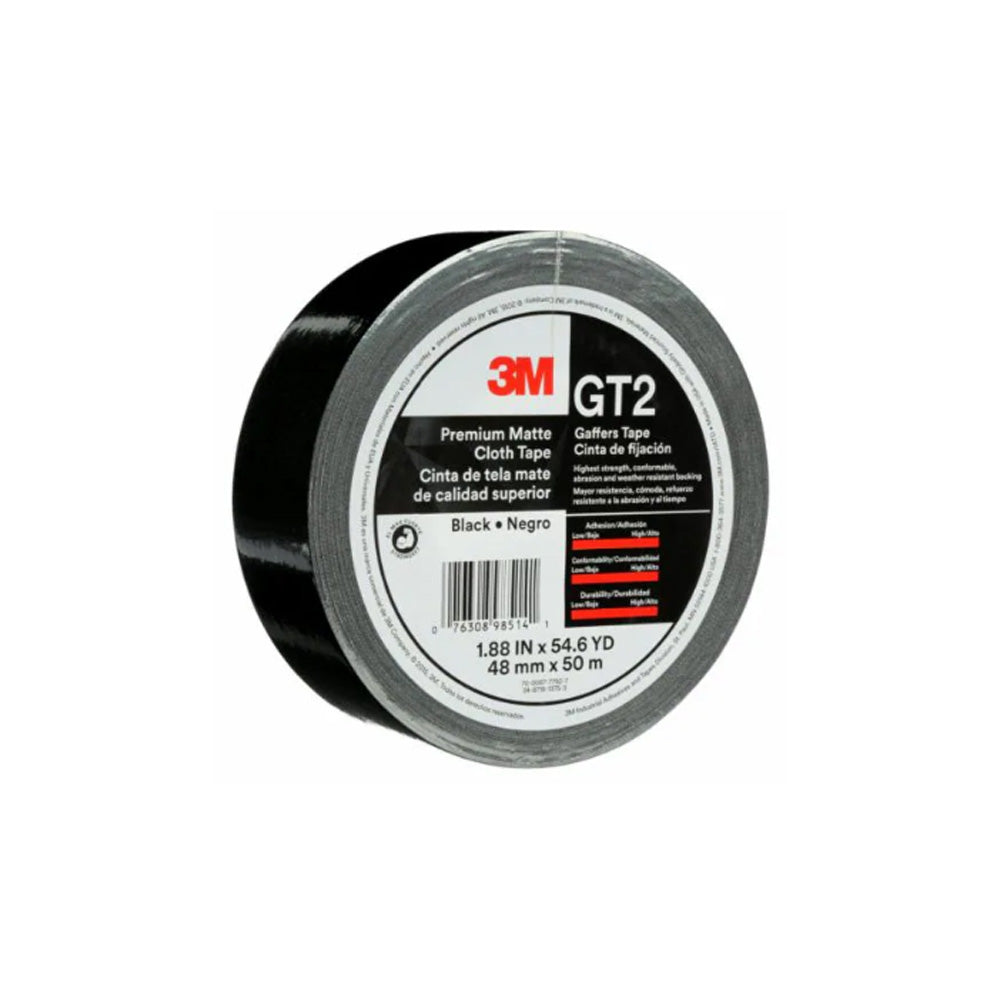 3M - 98514 - Premium Matte Cloth (Gaffers) Tape GT2 - 48 mm x 50 m - 11 Mil - Black
