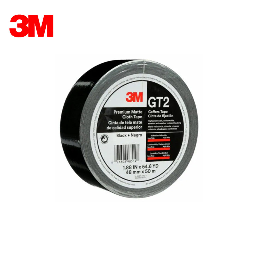 3M - 98514 - Premium Matte Cloth (Gaffers) Tape GT2 - 48 mm x 50 m - 11 Mil - Black