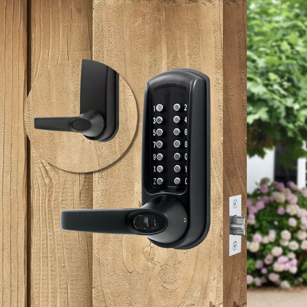 Codelocks CL615 Mechanical, Heavy Duty, Grade 2, Marine Grade Black, Optional Tubular Latchbolt with Passage Function