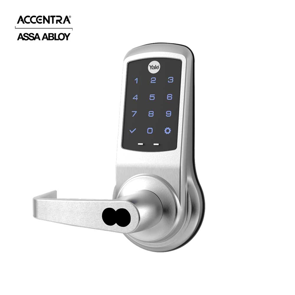 ACCENTRA - NexTouch - Keypad Cylindrical Lock with Capacitive Touchscreen and 6-Pin LFIC Prep Less Core - Augusta Leve - 626 (Satin Chrome)