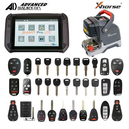 Complete Key Programming and Cutting Bundle Including Advanced Diagnostics Smart Pro Lite Key Programmer with XP005 Key Cutter and 85 Assorted ILCO Look-alike Remotes