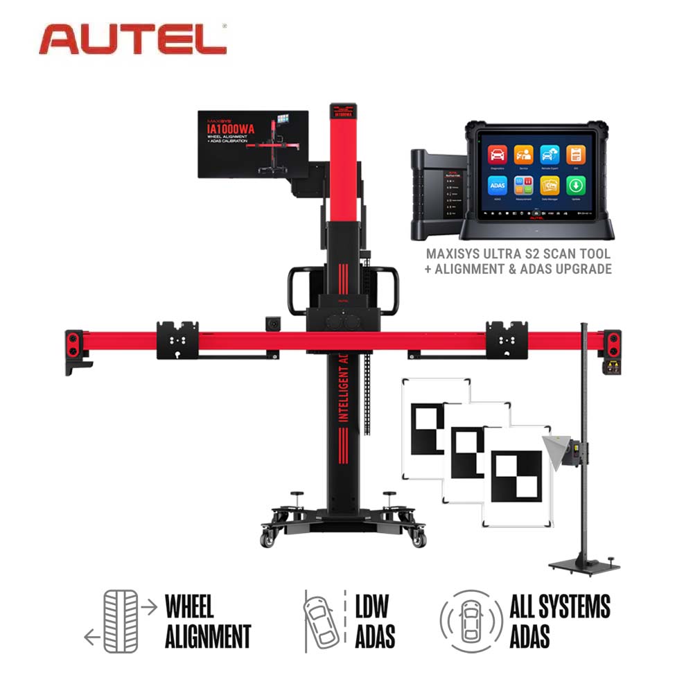Autel IA1000AST Automated Wheel Alignment and ADAS Calibration System with MaxiSYS Ultra S2 Diagnostic Tablet