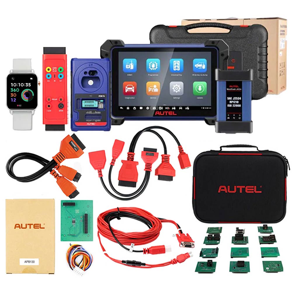 Autel MaxiIM IM608 PRO II and G-BOX3 Key Programming and Diagnostic Tool Full Adapters Bundle with OTOFIX White Smart Key Watch