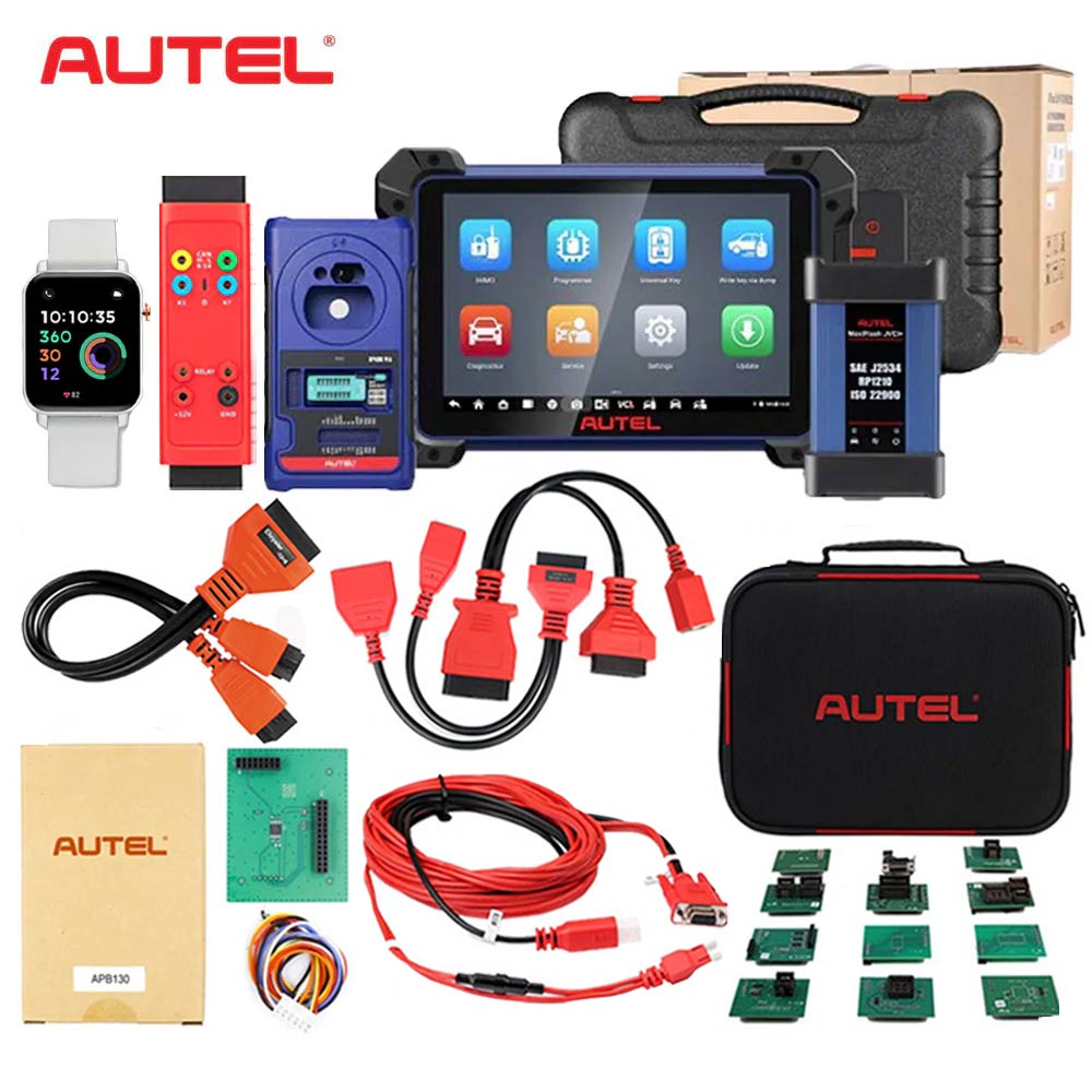 Autel MaxiIM IM608 PRO II and G-BOX3 Key Programming and Diagnostic Tool Full Adapters Bundle with OTOFIX White Smart Key Watch