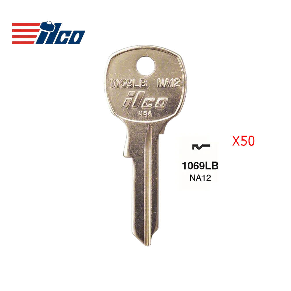 1069LB Mailbox Locks Padlocks Key -Brass - NA12 - NTR-2D (50 Pack)