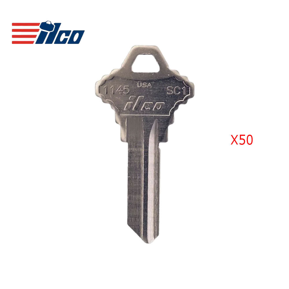 1145 5-Pin Schlage Key Blank - Nickel Plated - SLG-3E-NP / SC1 NP (Packs of 50)