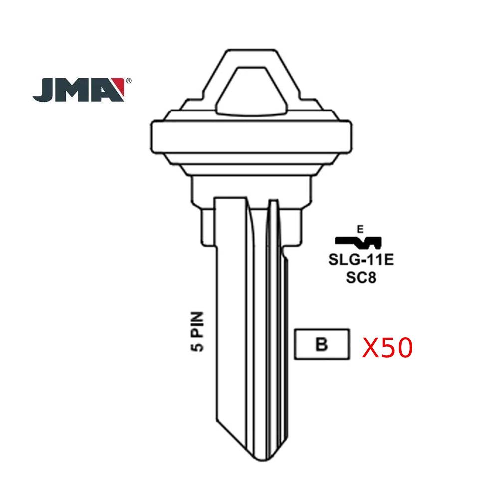 JMA for A1145E 5-Pin Schlage Keys - Brass / SC8 BR - 50 Pack