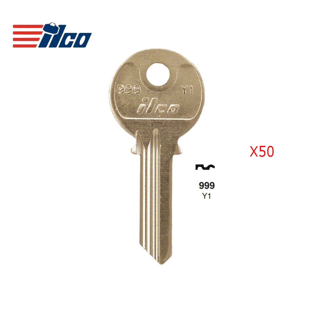 999 5-Pin Yale Key Blank - Brass Finish - YA-41DE / Y1 BR (Packs of 50)