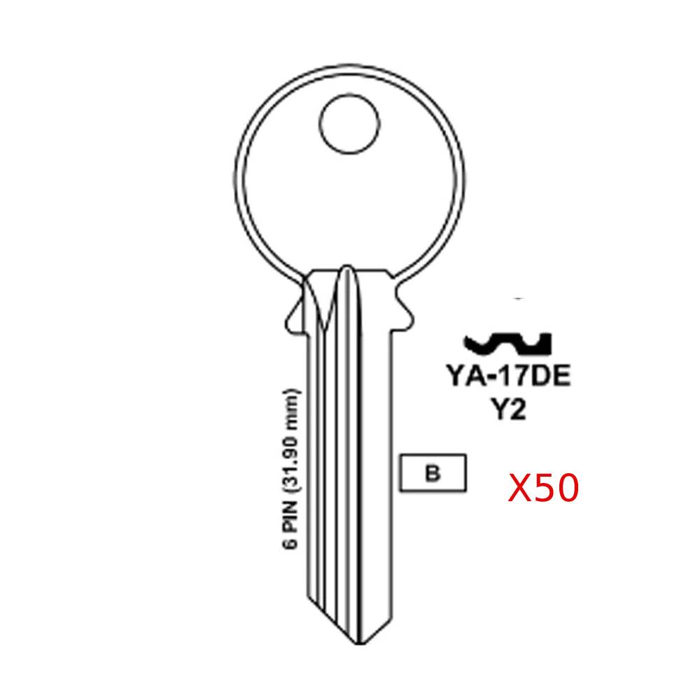 JMA for 999A 6-Pin Yale Key - Brass Finish / Y2 BR - 50 Pack