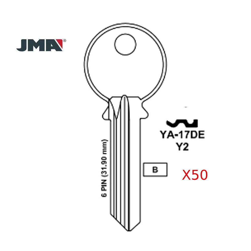 JMA for 999A 6-Pin Yale Key - Brass Finish / Y2 BR - 50 Pack