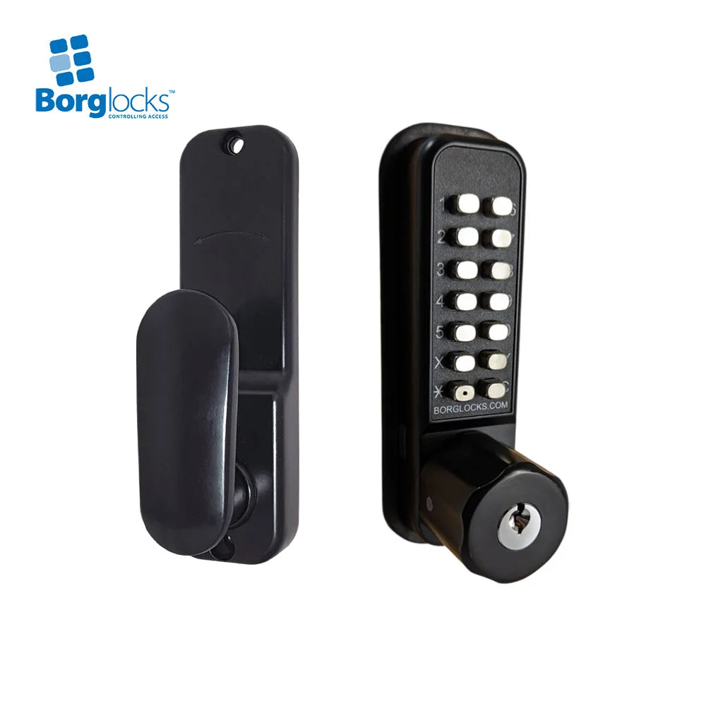 BorgLocks BL2701 ECP Tubular Latch Lock with Key Override and Inside Paddle Handle with Holdback