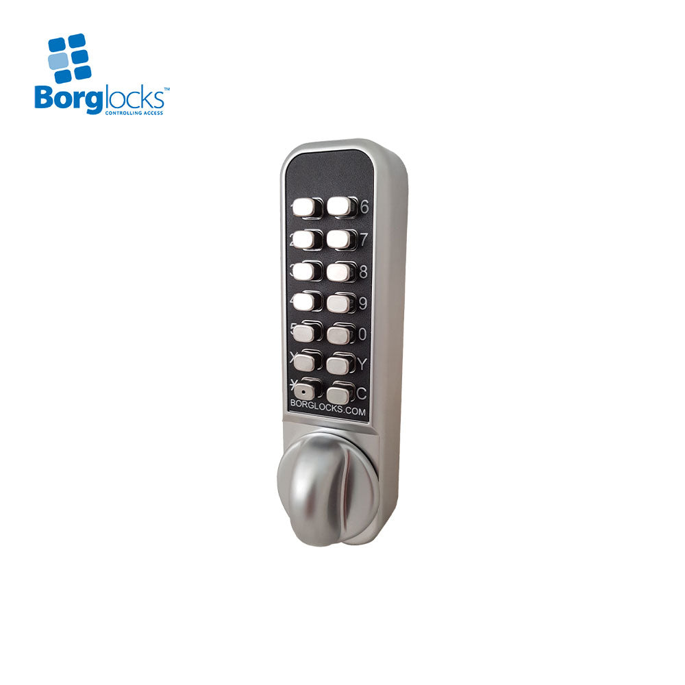BorgLocks BL2901 ECP Tubular Latch Lock - Anti-Ligature ECP Keypad and Inside Paddle Handle with Holdback - Satin Chrome Finish