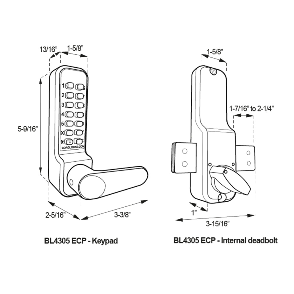 BorgLocks BL4305 ECP Marine Grade Lever Turn Keypad Lock with Inside Rim Fixed Deadbolt