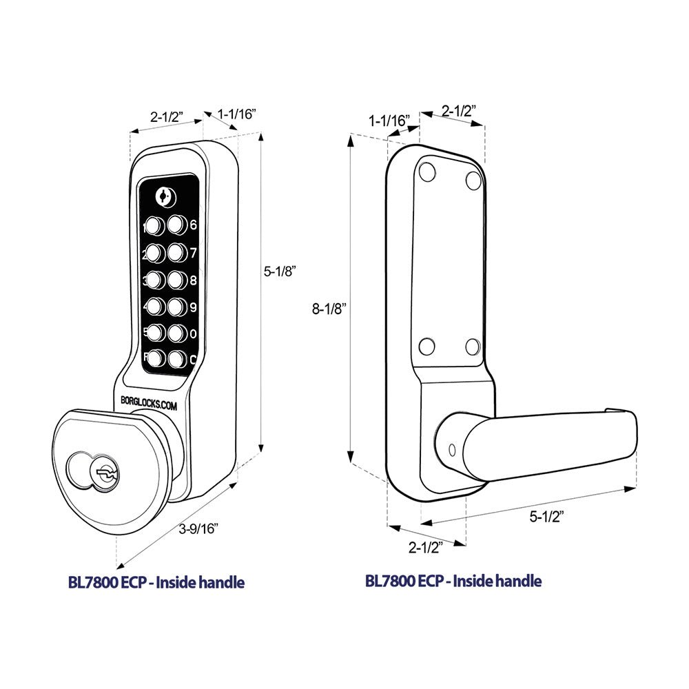 BorgLocks BL7801 Heavy Duty Knob Turn Keypad, Key Override and Inside Handle