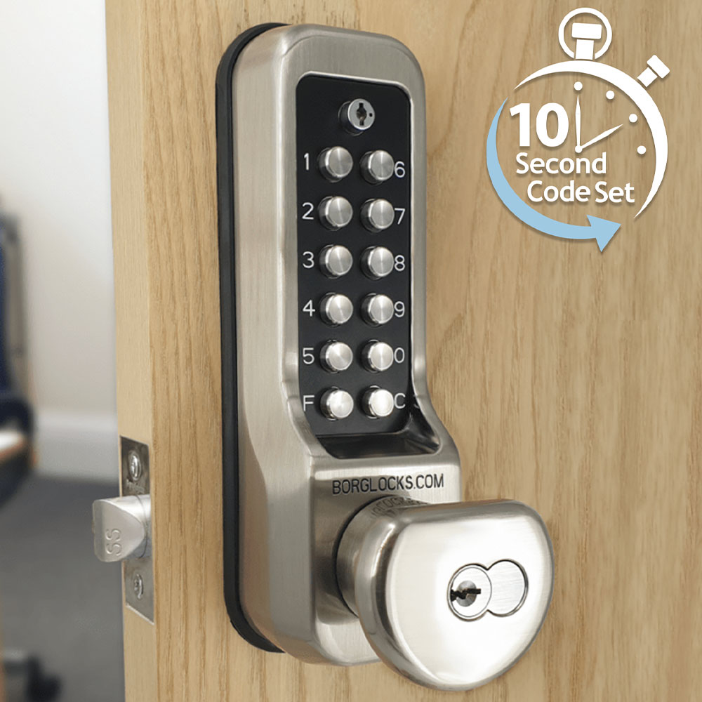 BorgLocks BL7801 Heavy Duty Knob Turn Keypad, Key Override and Inside Handle