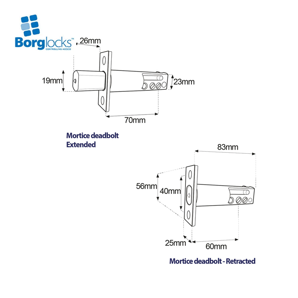 BorgLocks BL2127 ECP Back to Back Knurled Knob Keypads and Mortice Deadbolt Lock