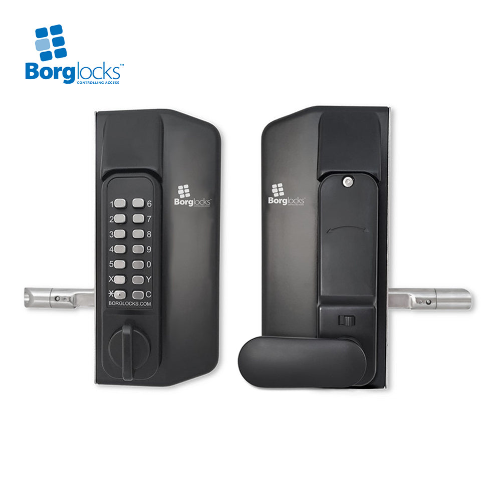 BorgLocks BL3100-ECP Metal Gate Lock with Anti-Climb Thumb Turn ECP Keypad, 2-9/16" - 3 1/8" Latchbolt and Inside Holdback Paddle Handle
