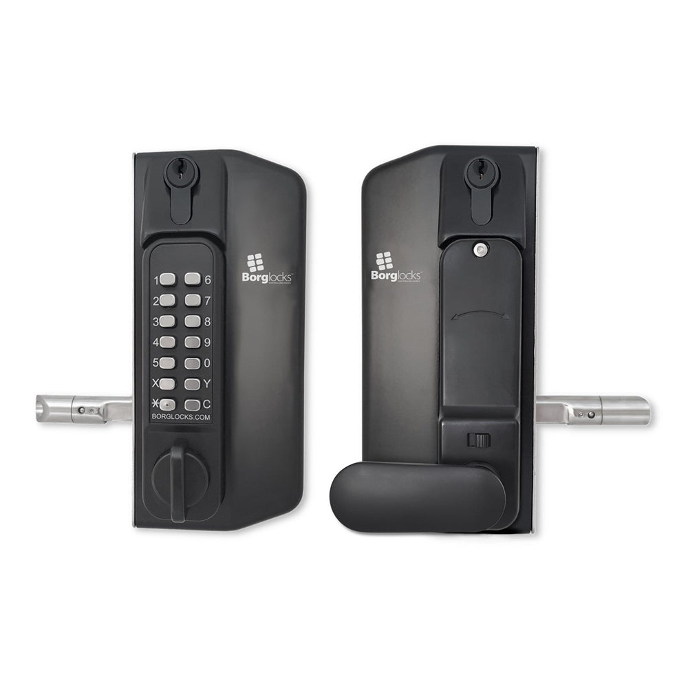 BorgLocks BL3100-ECP Metal Gate Lock with Anti-Climb Thumb Turn ECP Keypad, 2-9/16" - 3 1/8" Latchbolt and Inside Holdback Paddle Handle