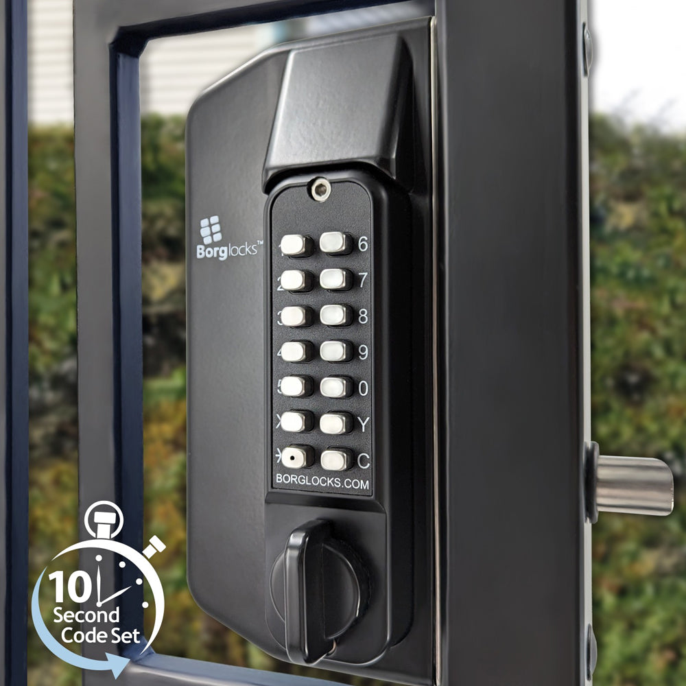 BorgLocks BL3130-ECP Metal Gate Lock with Back to Back Anti-Climb Thumb Turn ECP Keypads and 2-9/16" - 3-1/8" Latchbolt